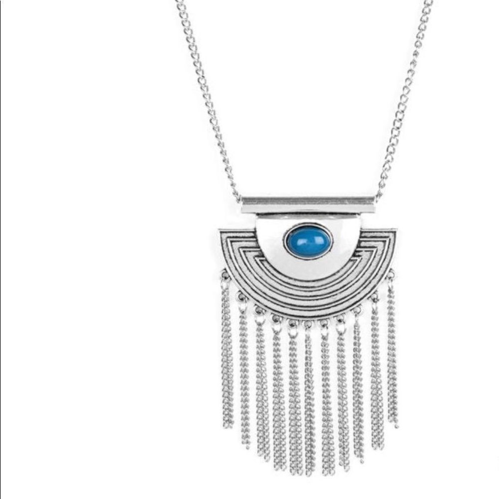 Blue Silver Necklace Set